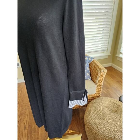 LOFT Wool Blend Sweater Tied Shirt Cuff Pullover Dress Black Womens Size S NWT - Picture 3 of 12